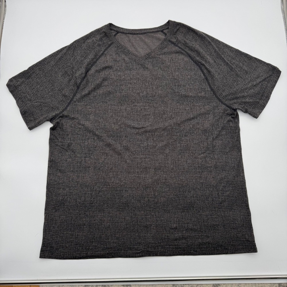 Lululemon Metal Vent Tech V-Neck Short Sleeve Shirt Gray Space Dye Mens XL